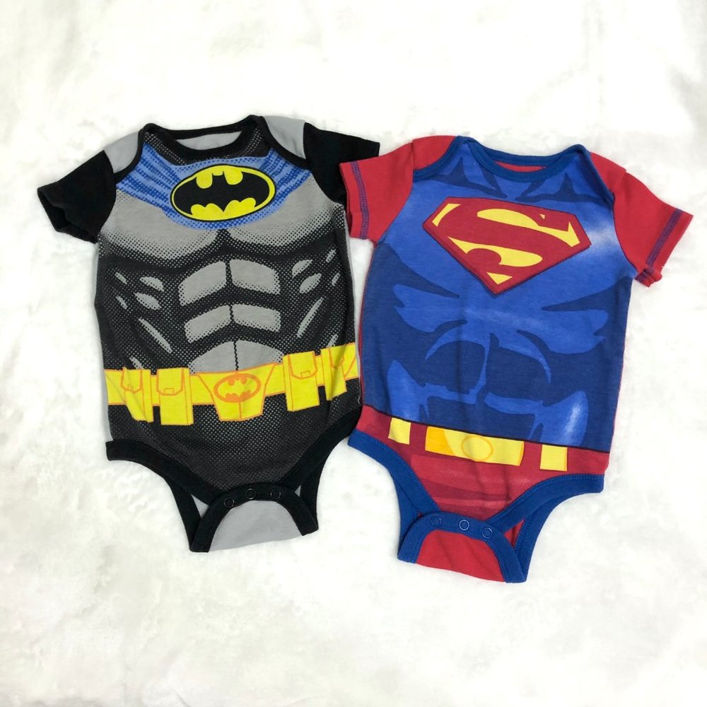 Superman and Batman Baby Onesie bundle